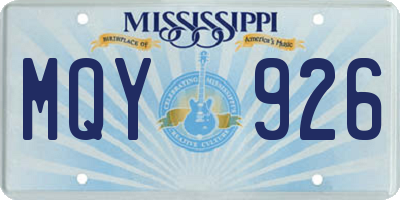 MS license plate MQY926