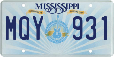 MS license plate MQY931