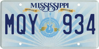 MS license plate MQY934