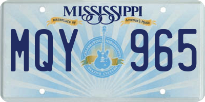 MS license plate MQY965