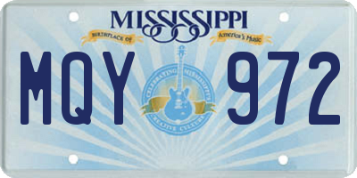 MS license plate MQY972