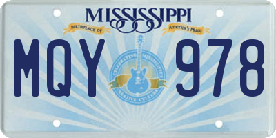MS license plate MQY978
