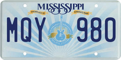 MS license plate MQY980
