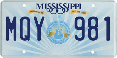 MS license plate MQY981