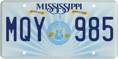 MS license plate MQY985