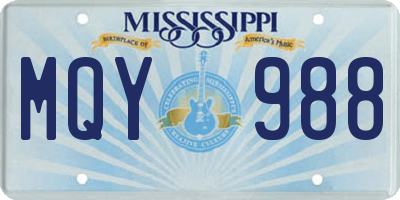 MS license plate MQY988