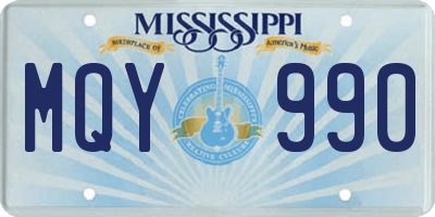 MS license plate MQY990