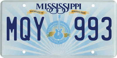 MS license plate MQY993