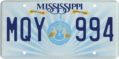 MS license plate MQY994
