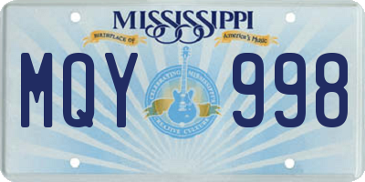 MS license plate MQY998