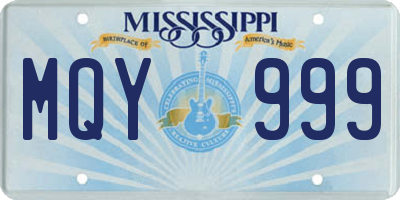 MS license plate MQY999