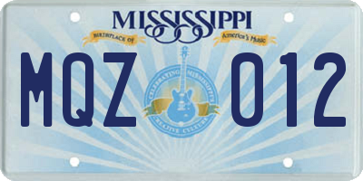 MS license plate MQZ012
