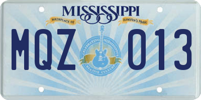 MS license plate MQZ013
