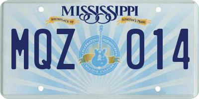 MS license plate MQZ014