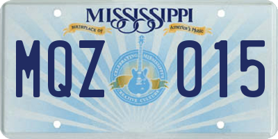 MS license plate MQZ015