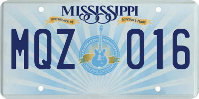 MS license plate MQZ016