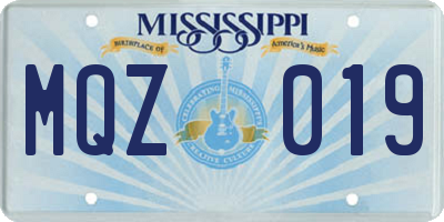 MS license plate MQZ019