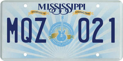 MS license plate MQZ021