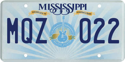 MS license plate MQZ022