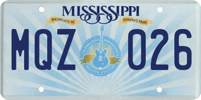 MS license plate MQZ026