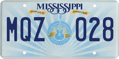 MS license plate MQZ028