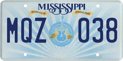 MS license plate MQZ038