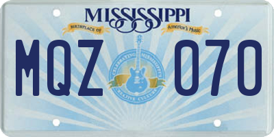 MS license plate MQZ070
