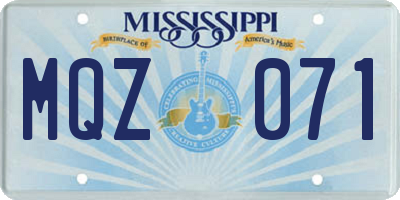 MS license plate MQZ071