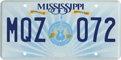 MS license plate MQZ072