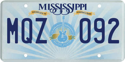MS license plate MQZ092