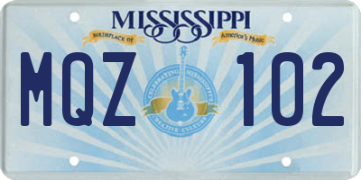 MS license plate MQZ102