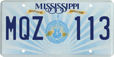 MS license plate MQZ113