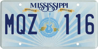 MS license plate MQZ116