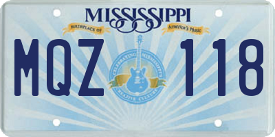 MS license plate MQZ118