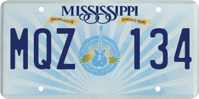 MS license plate MQZ134