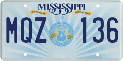 MS license plate MQZ136
