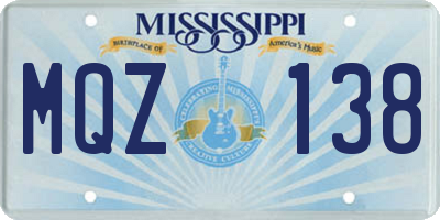 MS license plate MQZ138
