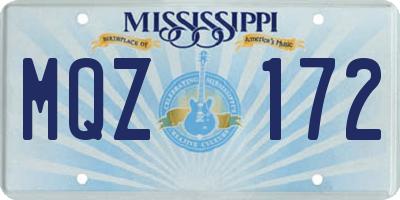 MS license plate MQZ172
