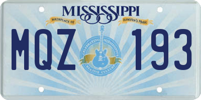 MS license plate MQZ193