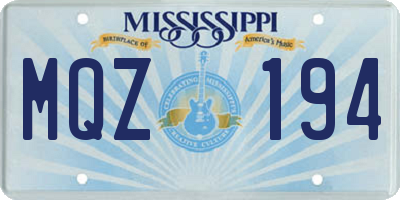 MS license plate MQZ194