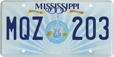 MS license plate MQZ203