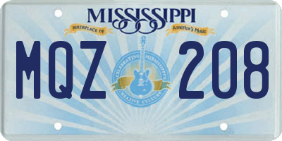 MS license plate MQZ208