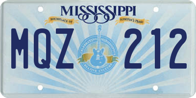 MS license plate MQZ212