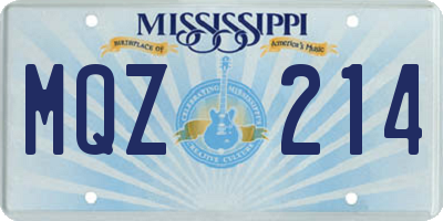 MS license plate MQZ214