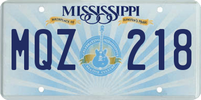 MS license plate MQZ218