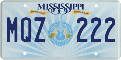 MS license plate MQZ222