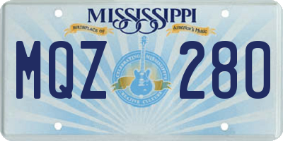 MS license plate MQZ280