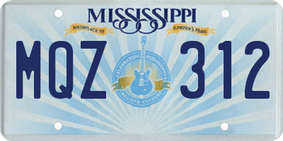 MS license plate MQZ312