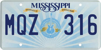 MS license plate MQZ316
