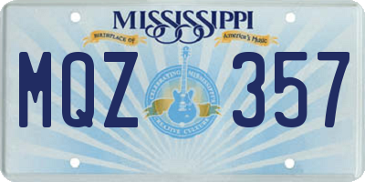 MS license plate MQZ357